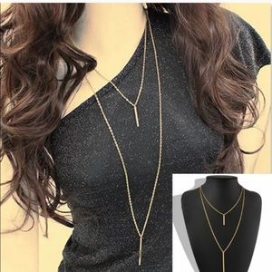 Double Bar Gold Statement Necklace